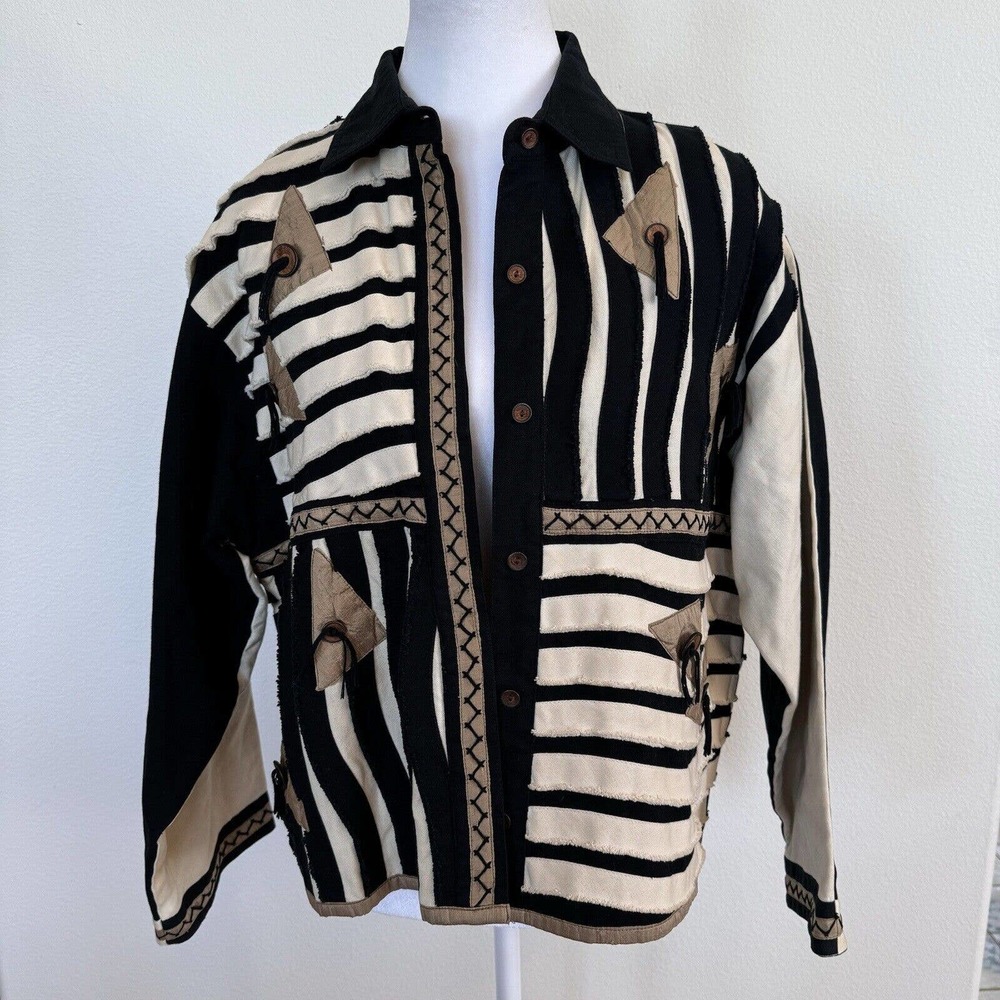 YAK MAGIC Womens Cotton Silk Jacket Sz M Embroidered Nepal Lined Art to Wear